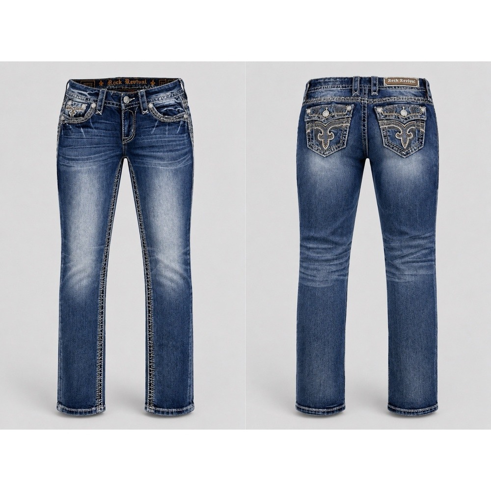Rock Revival JEANS  WOMENS 27 SKINNY  Thick Stitch Embroidered Y2K